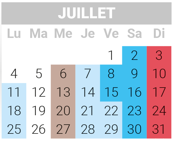 juillet 2022 Calendrier La Luce 2022 juillet