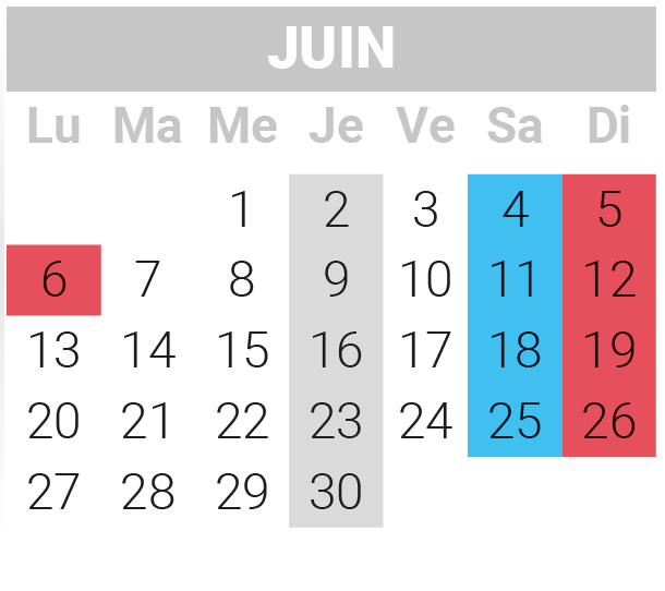 calendrier La Luce 2022 juin