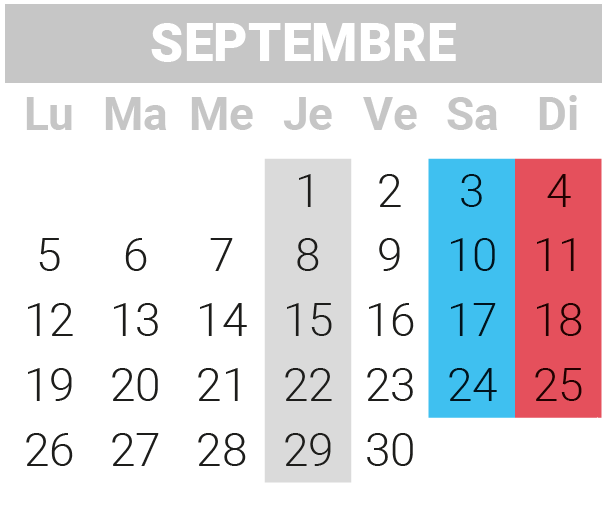 septembre2022 Calendrier départs septembre et octobre 2021