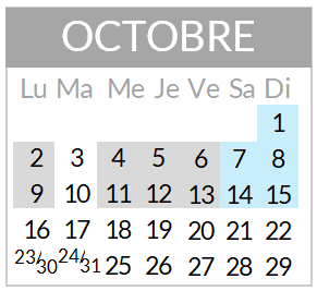 Calendrier 10-OCT-2023 Calendrier La Luce 2022 octobre