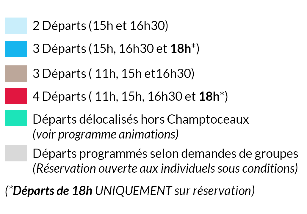 Légende calendrier croisières classiques 2023-5 calendrier La Luce 2022 légende